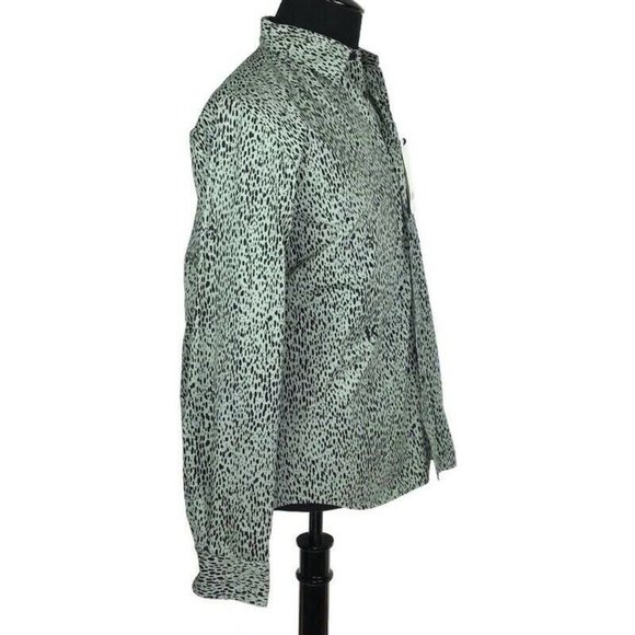 KENZO Cheetah Print Button Up Shirt Sage Leopard Print Animalier Cotton Ret $230 - Picture 4 of 6
